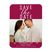 Modern Raspberry Save the Date Wedding Photo