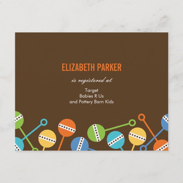 Modern Rattles Baby Shower Registry Cards (Front)