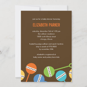 Modern Rattles Boy Baby Shower Invitation