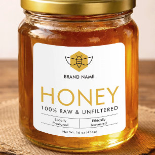 Modern Raw Honey Bee Icon Jar Product Label