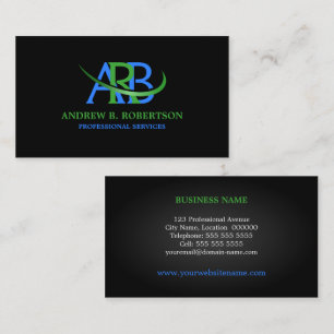 Modern Re-sizeable Swoosh Monogram Business Card