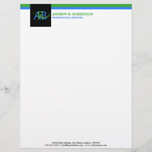 Modern Re-sizeable Swoosh Monogram Business Letterhead Template