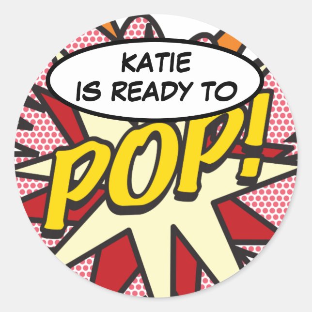 Modern Ready to POP! Baby Shower Favour Classic Round Sticker (Front)