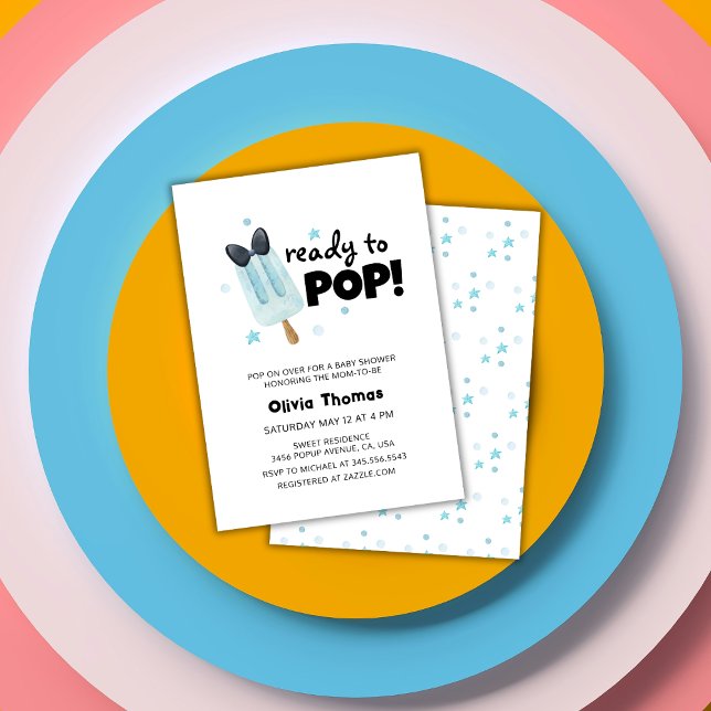 Modern Ready To Pop Bow Ice Cream Baby Shower  Invitation (Modern Ready To Pop Bow Ice Cream Baby Shower Invitation)
