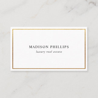 Modern Real Estate Agent Broker Luxury Gold Border Business Card