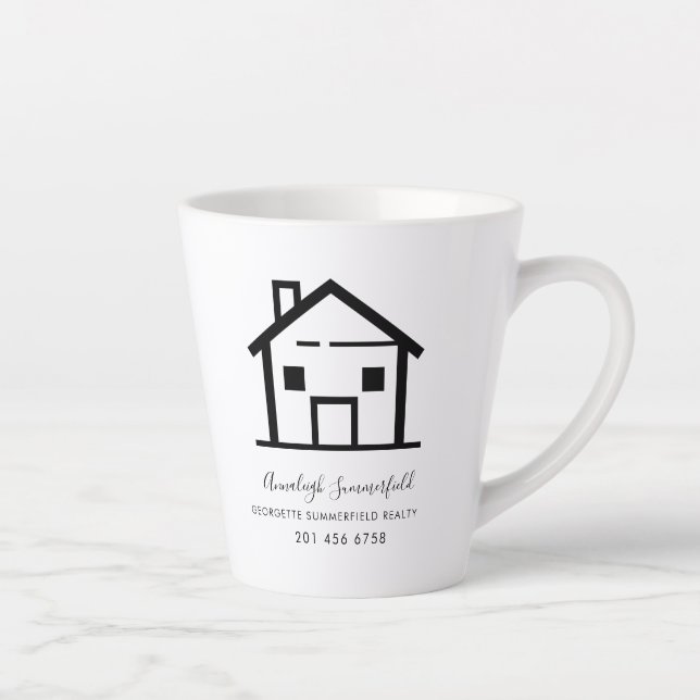 Modern Real Estate Agent Business Swag Custom Latte Mug (Right)