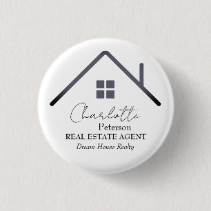 Modern Real Estate Agent Name Tag  3 Cm Round Badge