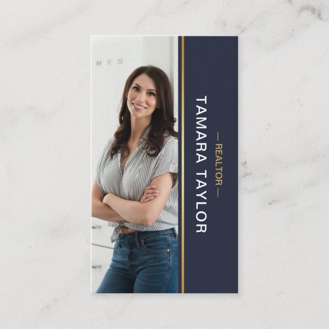 Modern Real Estate Agent | Photo Layout Vertical B Business Card (Front)