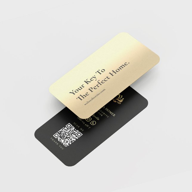MODERN REAL ESTATE AGENT REALTOR KEY GOLD BUSINESS CARD (Creator Uploaded)