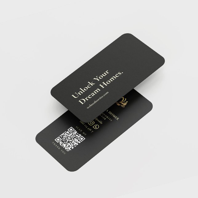 MODERN REAL ESTATE AGENT REALTOR LOGO BLACK BUSINESS CARD (Creator Uploaded)