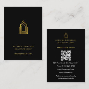 Modern Real Estate Agent Realtor Logo Luxury Gold Business Card