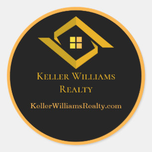 Modern Real Estate Black and gold custom logo Classic Round Sticker