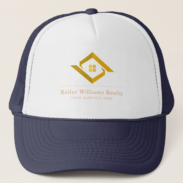Modern Real Estate Black and gold custom logo  Trucker Hat (Front)