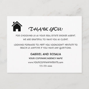 Modern Real Estate Broker Agent Customer Thank You Postcard