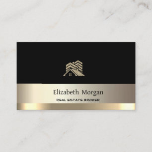 Modern Real Estate Broker Gold Glitter House Roof  Business Card