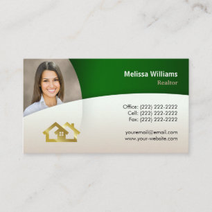Modern Real Estate Business Cards   Green Gold