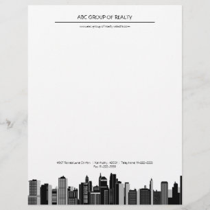 Modern Real Estate Cityscape Custom Letterhead