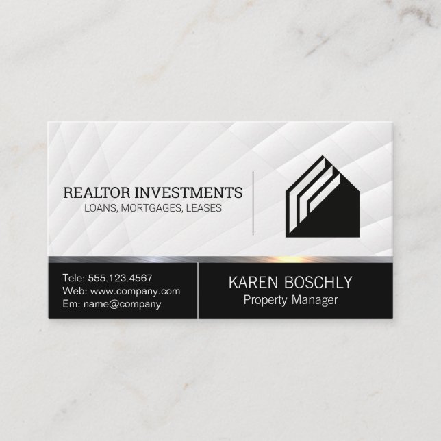 Modern Real Estate Home Icon Business Card (Front)