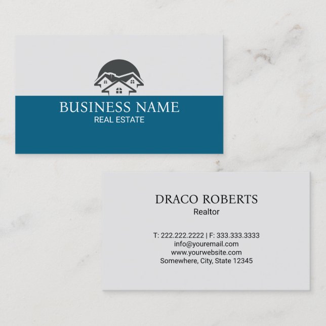 Modern Real Estate House Logo Business Card (Front/Back)