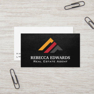 Modern Real Estate Logo   Black Texture Business Card