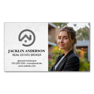 Modern Real Estate Logo   Business Woman Magnetic Business Card