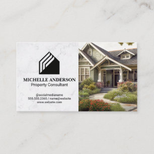 Modern Real Estate Logo   Craftsman Style House Business Card