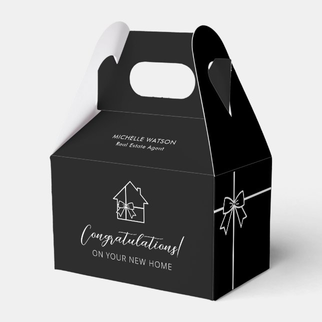 Modern Real Estate Marketing Custom New Home Black Favour Box (Back Side)