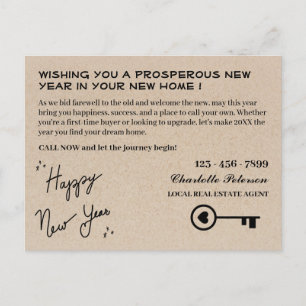 Modern Real Estate New Year Holiday Postcard