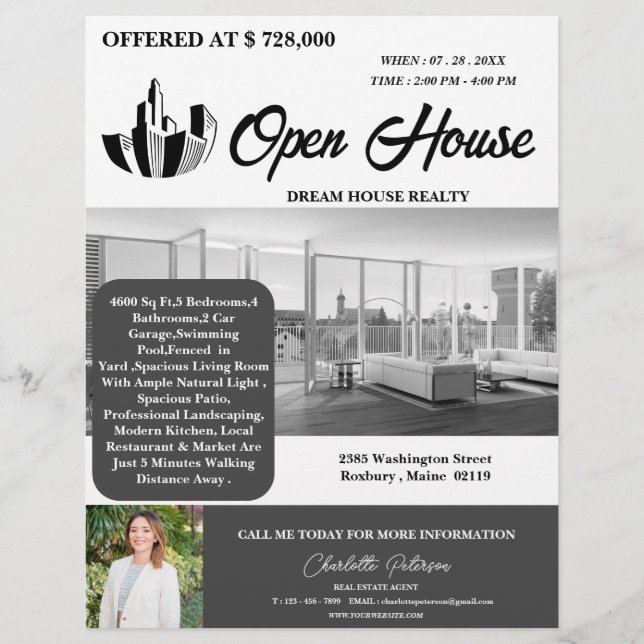 Modern  Real Estate Open House  Flyer (Front)