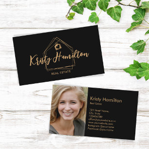 modern real estate professional realtor add photo business card