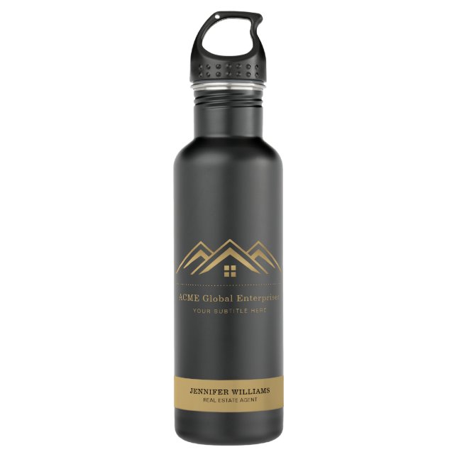 Modern Real Estate Promotional Realtor Logo 710 Ml Water Bottle (Front)