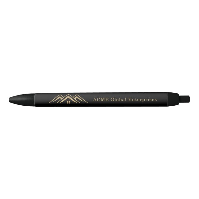 Modern Real Estate Promotional Realtor Logo Black Ink Pen (Front)