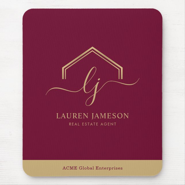 Modern Real Estate Promotional Realtor Logo Mouse Mat (Front)