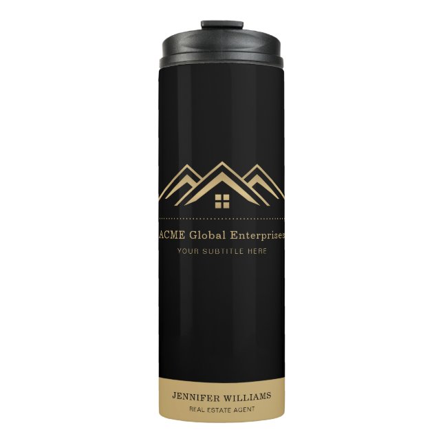 Modern Real Estate Promotional Realtor Logo Thermal Tumbler (Front)