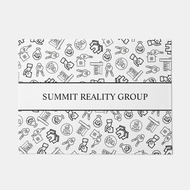 Modern Real Estate QR Code Marketing Doormat (Front)