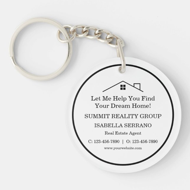 Modern Real Estate QR Code Marketing Key Ring (Front)