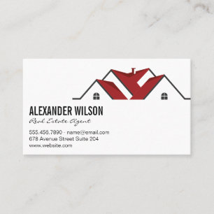 Modern Real Estate Roof Logo Property Business Card
