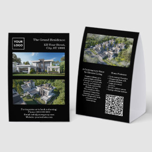 Modern Real Estate Table Tent Sign with QR Code