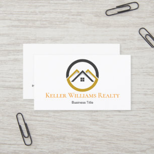 Modern Real Estate white and gold custom logo Business Card