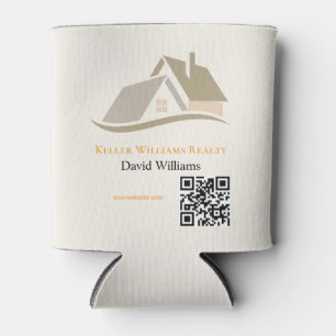 Modern Real Estate white and gold custom logo Can Cooler