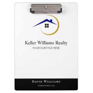 Modern Real Estate white and gold custom logo Clipboard