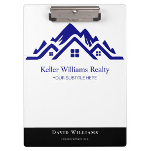Modern Real Estate white and gold custom logo Clipboard