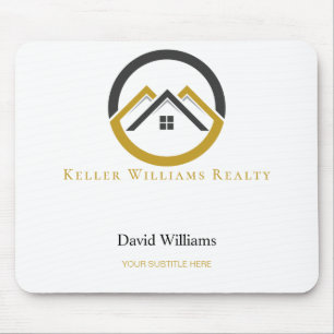 Modern Real Estate white and gold custom logo Mouse Mat