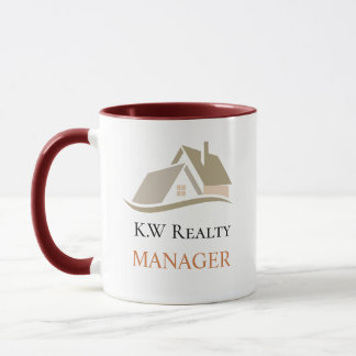 Modern Real Estate white and gold custom logo  Mug