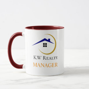 Modern Real Estate white and gold custom logo  Mug