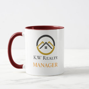 Modern Real Estate white and gold custom logo  Mug