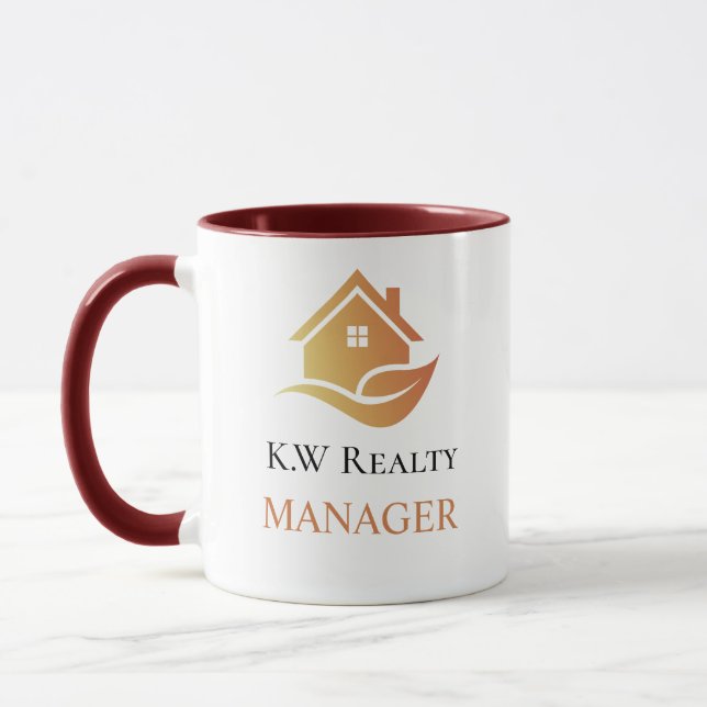 Modern Real Estate white and gold custom logo  Mug (Left)