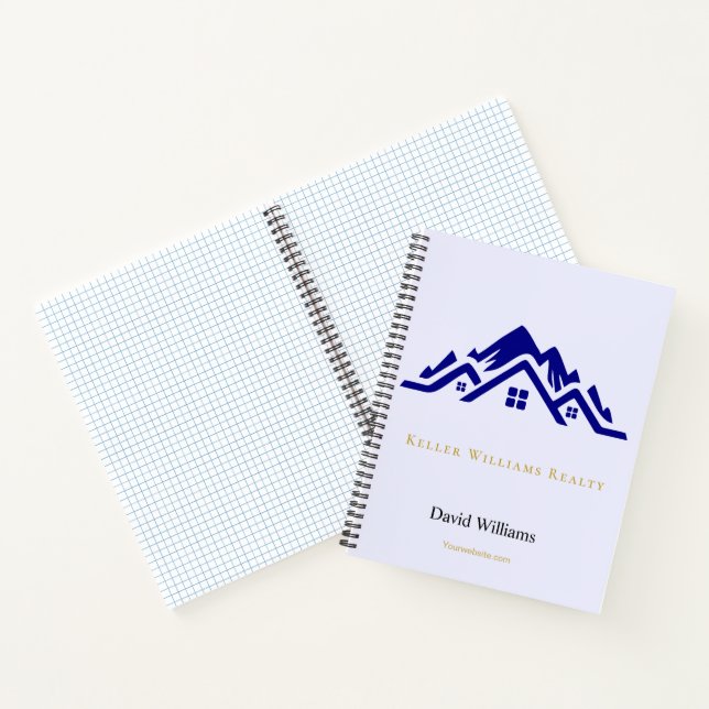 Modern Real Estate white and gold custom logo  Notebook (Inside)