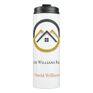 Modern Real Estate white and gold custom logo Thermal Tumbler