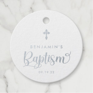 Modern Real Foil Baptism Thank You Favour Tags